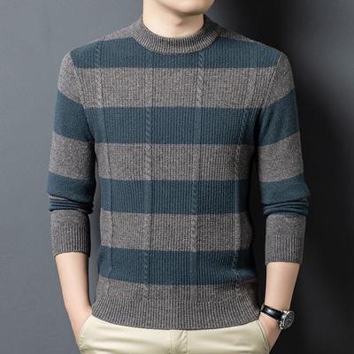 Men's 2025 Winter Jacquard Wool Sweater - Trendy, Warm, Middle-Aged Fashion