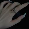 Design Sense Darkblood Cross Ring Niche Ruby Zircon Ring Personality French High-End Jewelry
