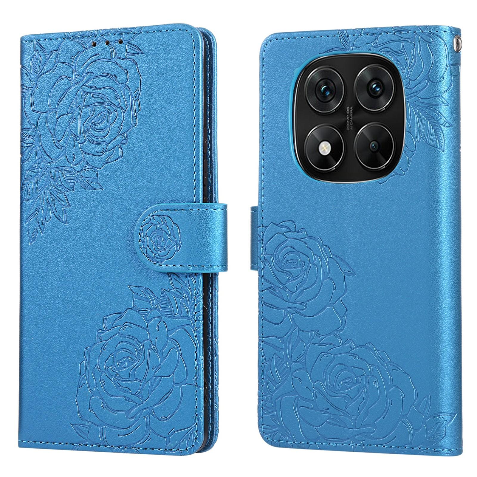 

Чохол для телефону Xiaomi Redmi Note 14 Pro 5G/Note 14 Pro+ 5G/Poco X7 5G Рожева квітка PU шкіра Гаманець Чохол з 3 слотами для карток Blue