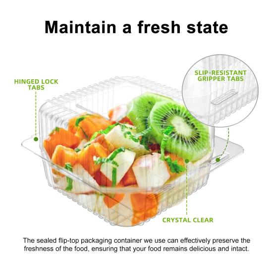 100 Stück 5,3 Zoll Kuchenverpackungsboxen Klarer Lebensmittelbehälter mit Deckeln Verdickte Einweg-Sandwich-Dessert-Hamburger-Salat-Klappboxen