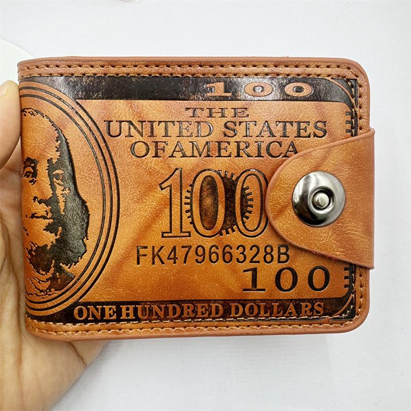 Męski portfel biznesowy Męskie portfele ze wzorem 100 dolarów amerykańskich portfel męski skórzany walet uchwyt na karty ze zdjęciem portfel o dużej pojemności