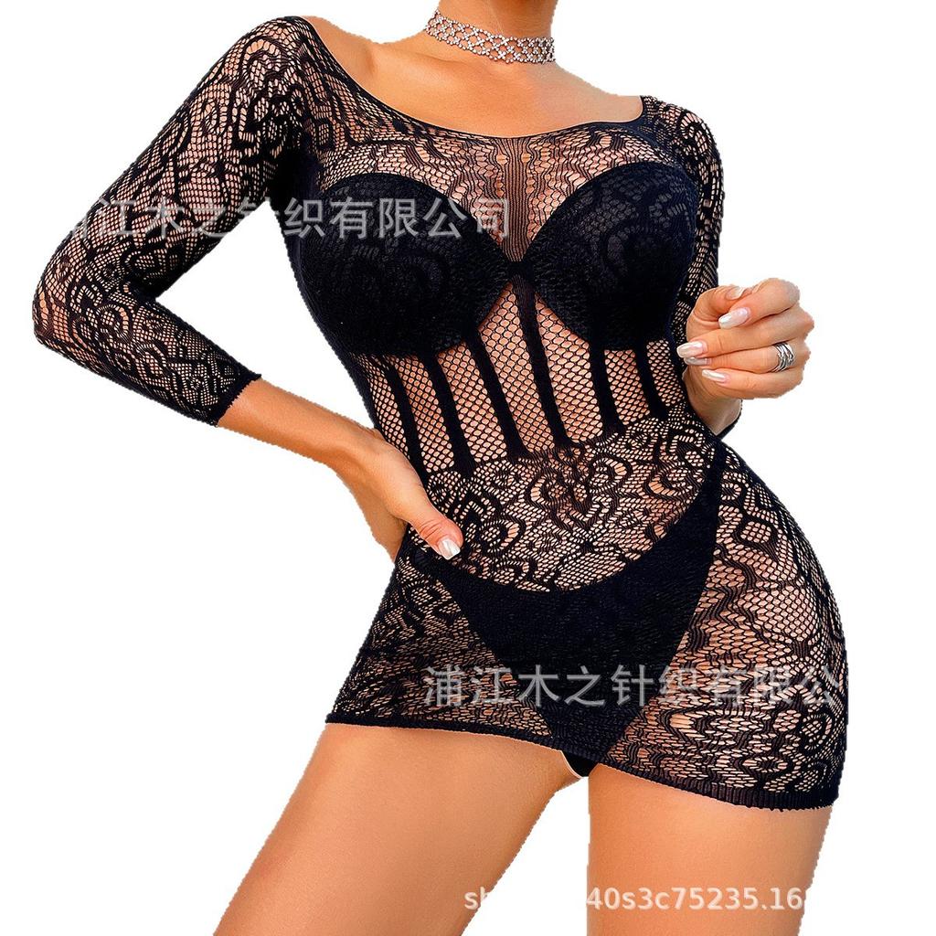 Sexy and Seductive European and American Style Innerwear, Tight and Seductive Jumpsuit, Passionate Opening, No Need To Take Off Net Top, Women's Style