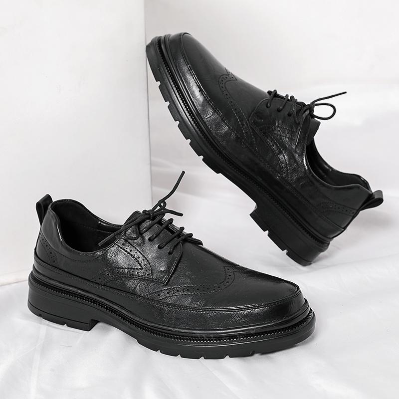 Luxury Brand Handcrafted Mens Oxford Shoes Genuine Calfskin Leather Brogue Dress Shoes Black Classic Business Formal Shoes Man