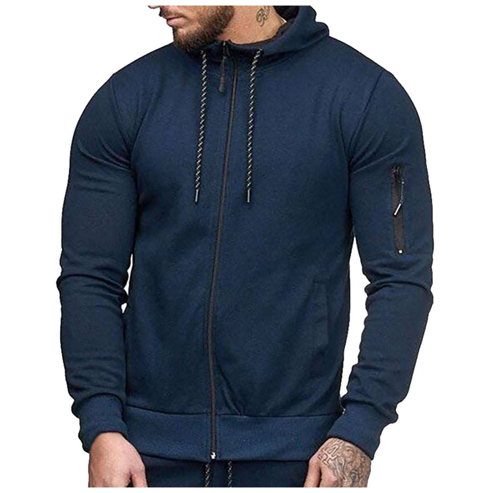 Мужской повседневный спортивный кардиган на молнии с рукавом и карманом на предплечье XL 1719₽