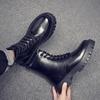 Long Martin Boots Men's British Style Black High-top Leather Shoes 2025 New Locomotive Boots Boys Leather Boots