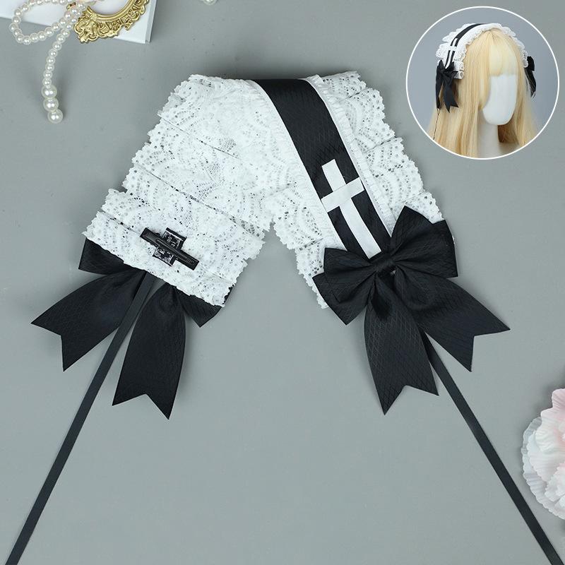 Handmade Bow Lace Headband Japanese Girl Lolita Hairpin Soft Cute Two-dimensional Headgear Cute Sister Hair Accessories