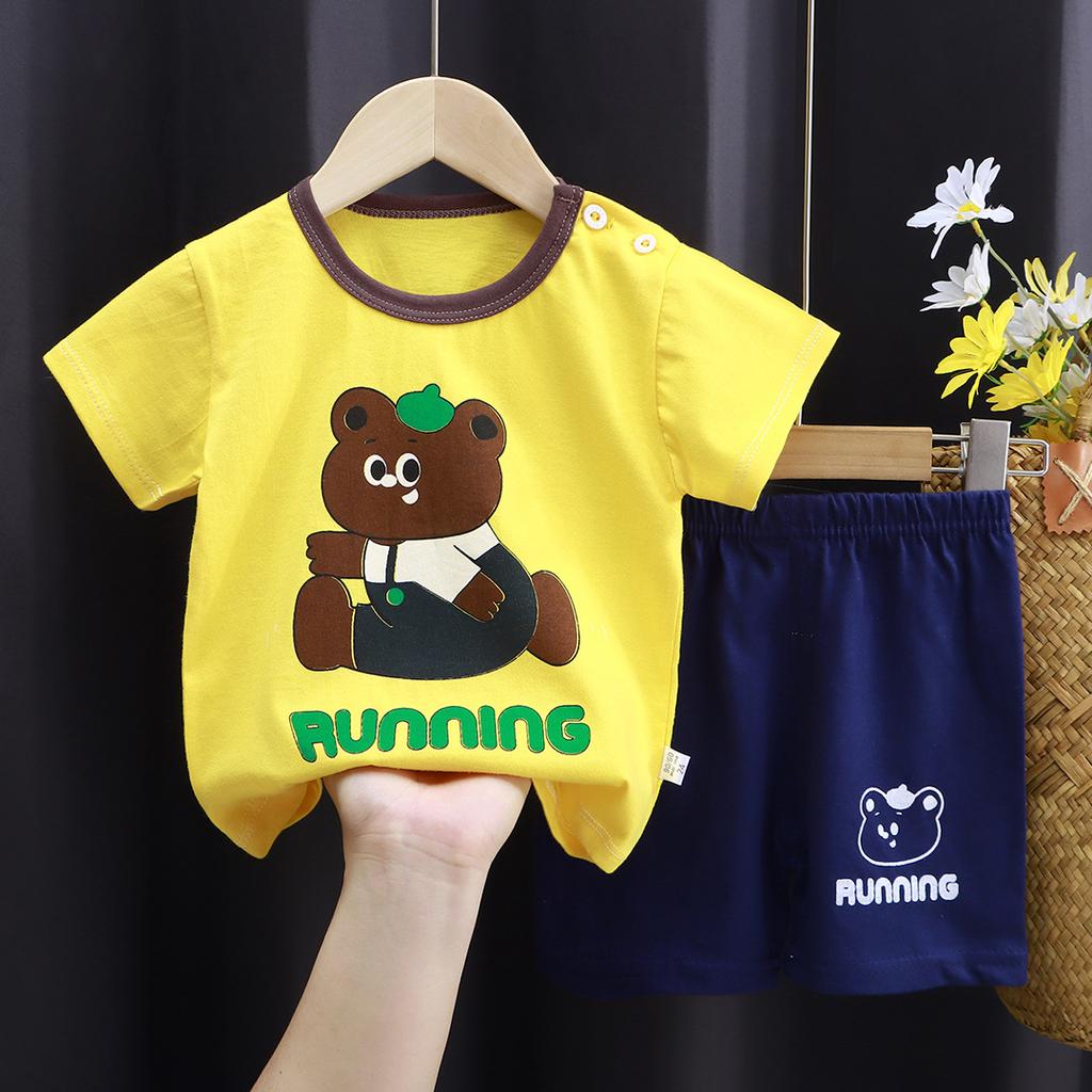 Children's Cotton T-shirt Set - Summer Boys' Casual Short-sleeved Shorts 2-piece Set