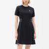 Fila Solid Color Logo Elegant Sports Casual Breathable Knitted A-Line Short Sleeve Dress Women Dresses Legendary-Blue F11W237308FNV