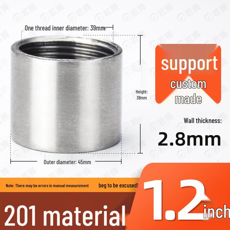 304 Stainless Steel Double Female Thread Pipe Fitting, Internal Thread, 4 to 6 Points, 1 Inch
