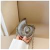 Small Conch Shape Shoulder Bag with Metal Chain Strap Shining Metallic Crossbody Purse Lipstick Storage Evening Handbag