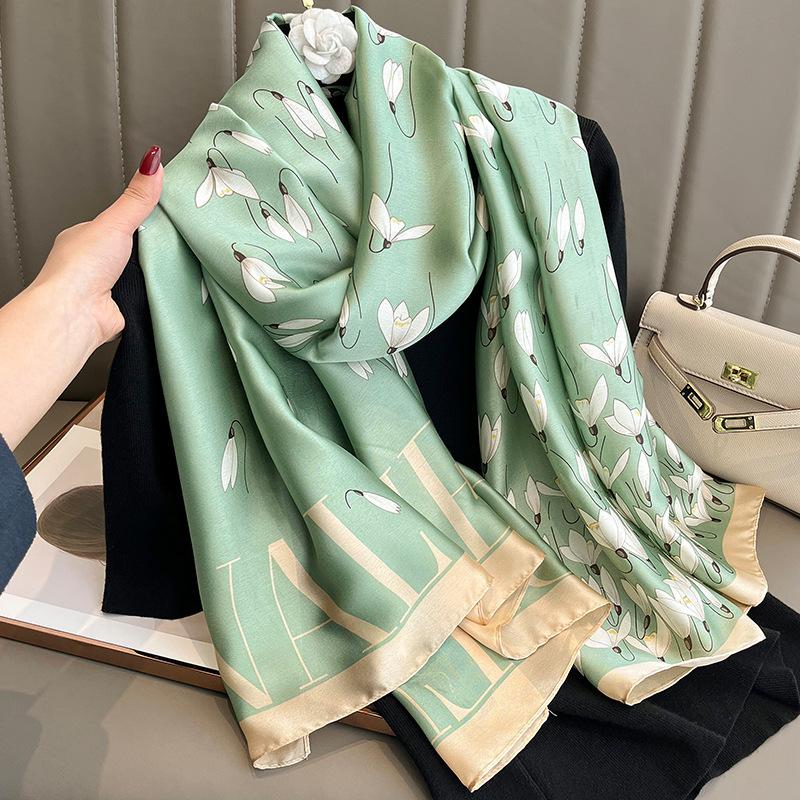 New Sunscreen Scarf for Women New Silk Satin Versatile Summer Sunscreen Silk Scarf Mother's Day Gift