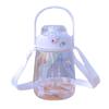 Water bottle big belly cup large capacity straw cup one cover double drink plastic cup children cartoon cup free sticker