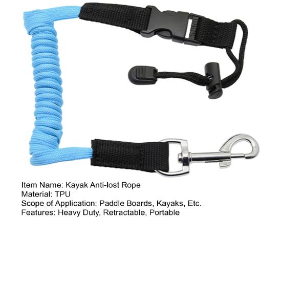Kajakkåre Leash Kraftig Uttrekkbar Spiralformet Snor Båndstropp Anti-tapt Tau for Kajakkpadling Båtliv Kano Padlebrett Tilbehør