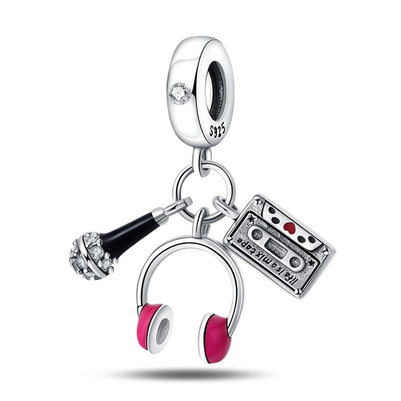 Piano Harp Violin Mike Headset Notescopper Music Series Charms Beads Fit Pan Original Bracelets Diy Fine Jewelry Gifts