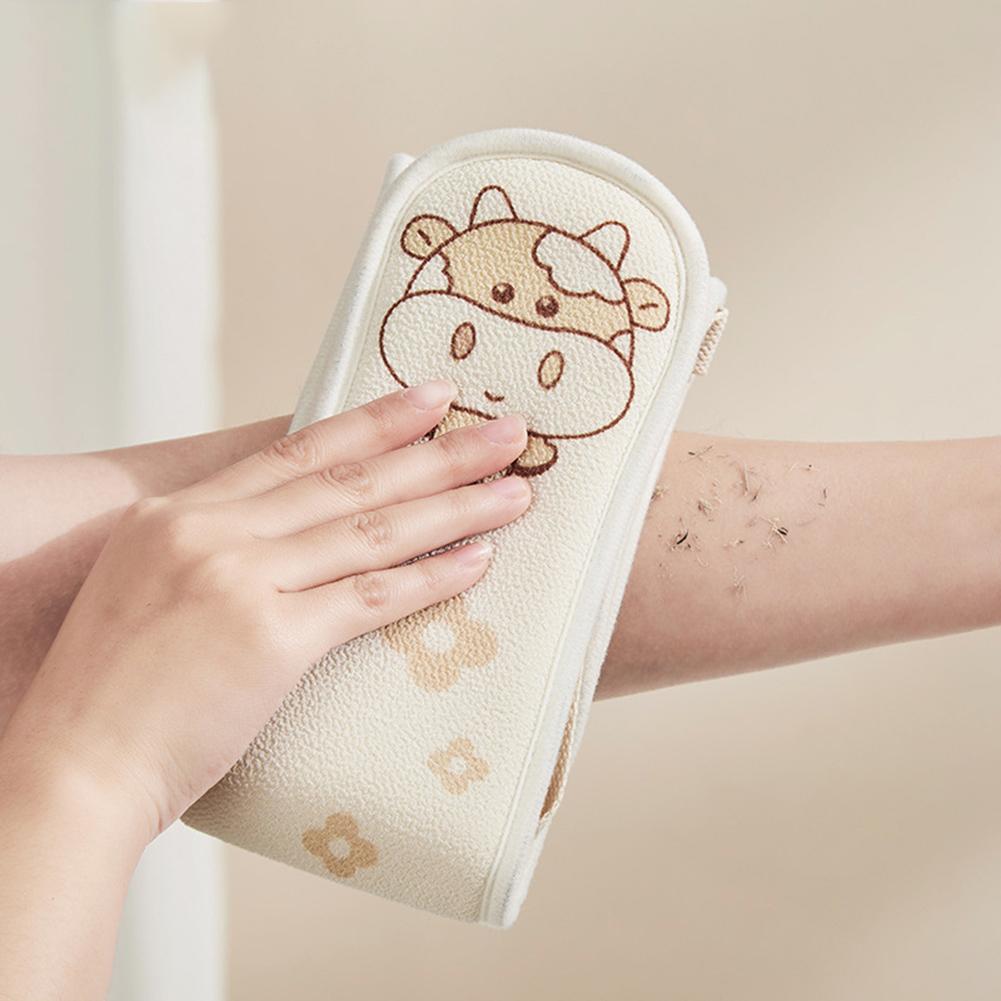 Pull on strap bath gloves with double sided back scrubbing tool for enhanced hygiene easy grip suitable for men and women