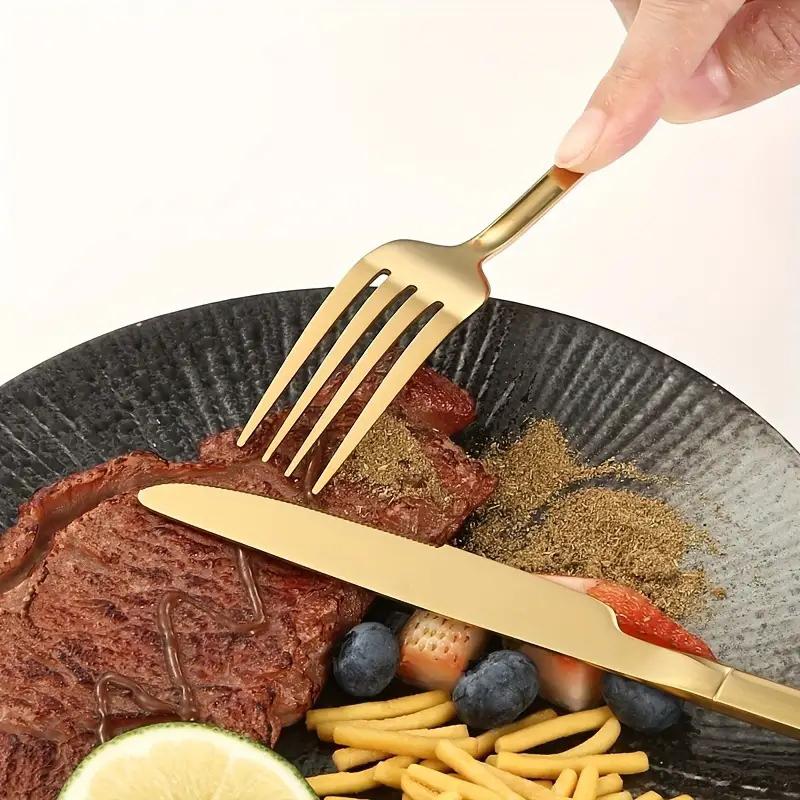 6/30pcs Stainless steel cutlery set, high-end steak knife, fork, dessert spoon, suitable for restaurant banquets parties