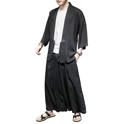 Inotenka and Haori Casual Long Cardigan with Loose Stylish Loungewear for and Perfect for Fireworks and Sun and Air Conditioning Available In Black