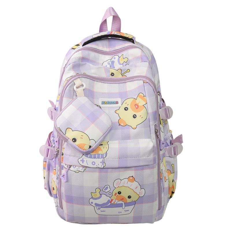 Children's Schoolbag Women's Cartoon Printed Large Capacity Backpack with Coin Purse