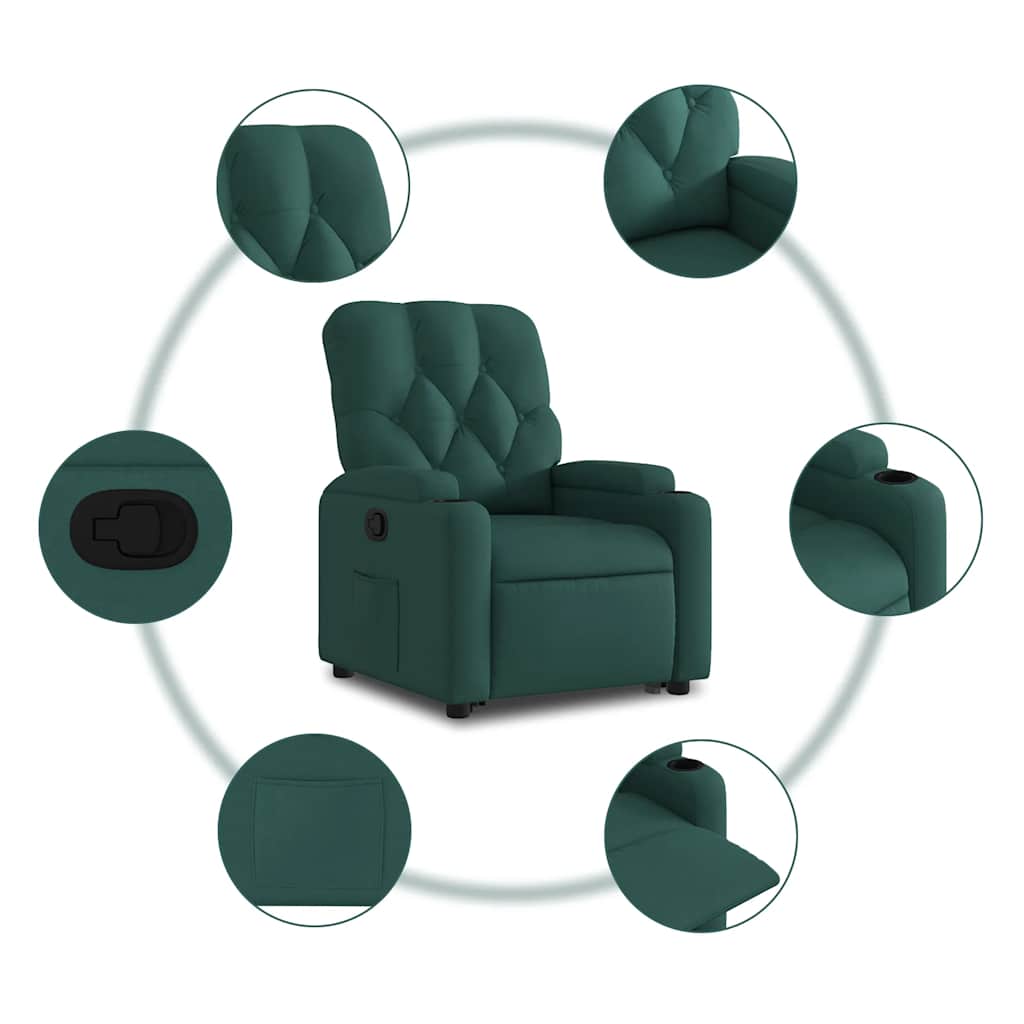Recliner Chair with Rising Function Dark Green Fabric