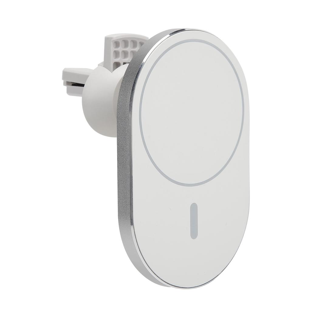 15W Round Magnetic Suction Wireless Charger Car Mobile Phone Holder Fast ChargingWhite