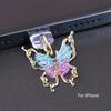 Glitter Butterfly Phone Dust Plug Accessories Decoration Hanging Pendant For Iphone For Samsung Type-C Charging Port