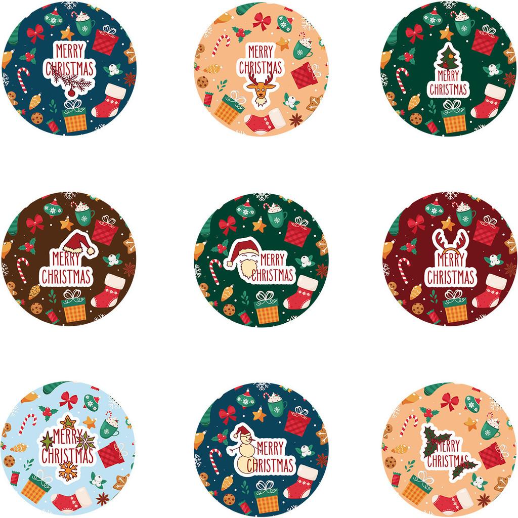 Adhesive Self Christmas Sticker With Santa And Reindeer For Gift Bag Decor Party