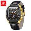 Men Watch Luxury Chronograph Quartz Watch Leather Waterproof Luminous Date Moon Phase Watches for Man Reloj