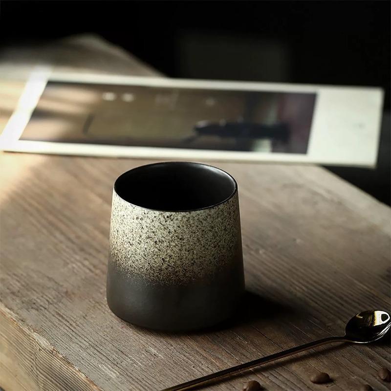 handmade ceramic cup, matte gradual change hand cup, Japanese retro literary straight mug Office Coffee Cup