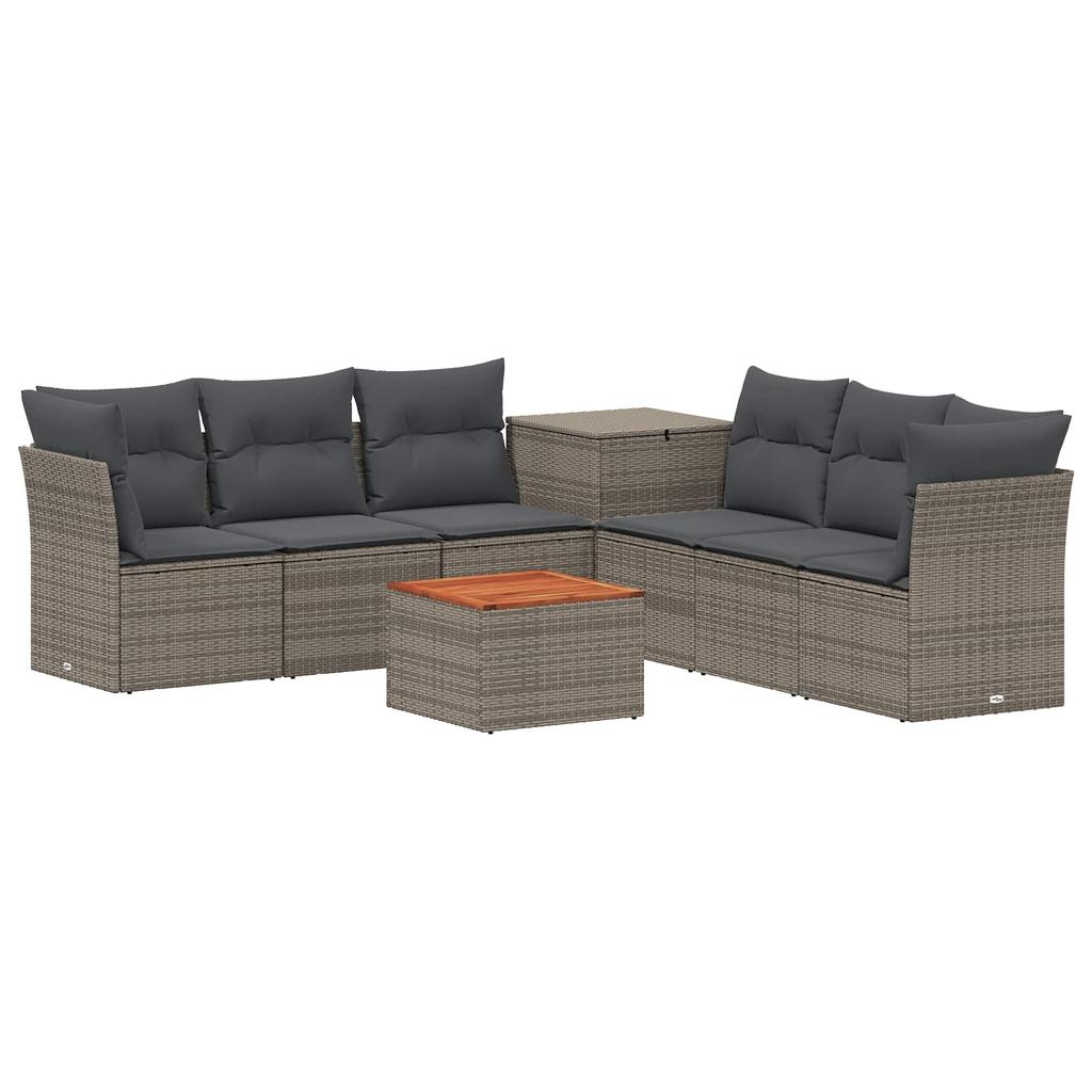 Sofa Set 8 Pieces Gray and Dark Gray Poly Rattan and Steel