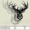 2D Flat Abstract Deer Metal Wall Art, Modern Black Silhouette with Rustic Wood Background for Home Decor