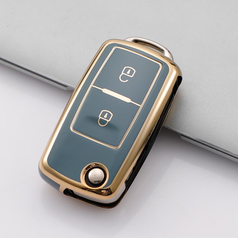 For Vw Volkswagen Amarok Polo Golf 4 5 6 Mk4 Bora Jetta Altea Alhambra Passat B5 B6 B7 2/3 Buttons Tpu Shell Car Key Case Cover