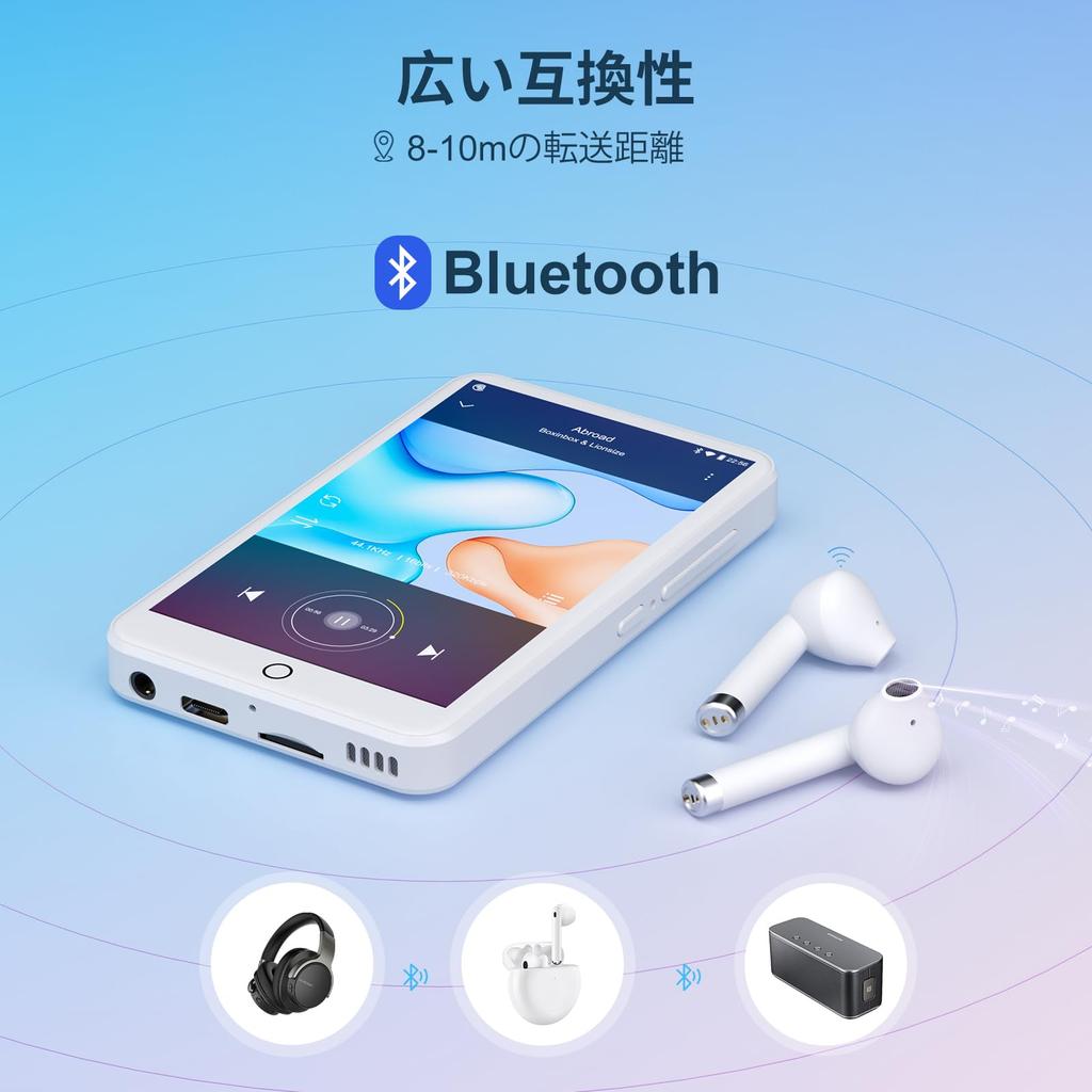 MECHEN MP3 Bluetooth Music Android Digital Audio MP4 Player with RAM 16G Search FM Voice Video Photo Wallpaper and Compatible with Smartphones and Car