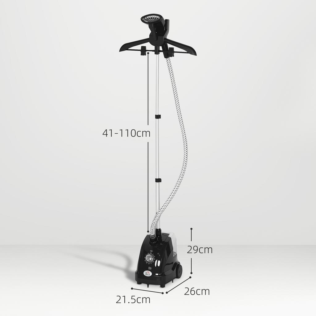Clothes Steamer with Adjustable Pole Clothes Steamer 11 Steam Levels 41-110 cm Black