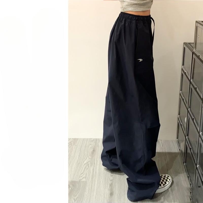 

Ретро рабочие брюки для женщин повседневные спортивные брюки свободные ленивые брюки широкие брюки парашютные брюки XL