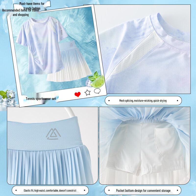 Moonkids Girls' Quick-Dry Summer Sports Skirt Set