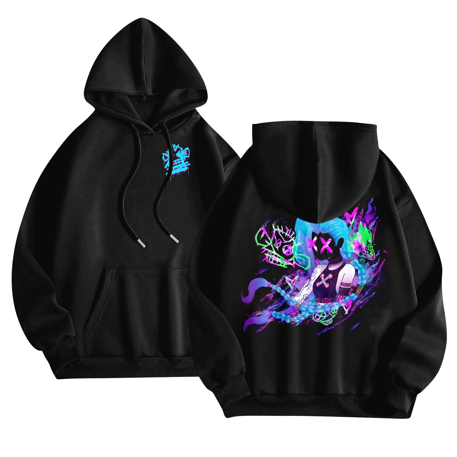 

Унисекс мода O-образный вырез длинный рукав принтованный топ толстовка с капюшоном S синий