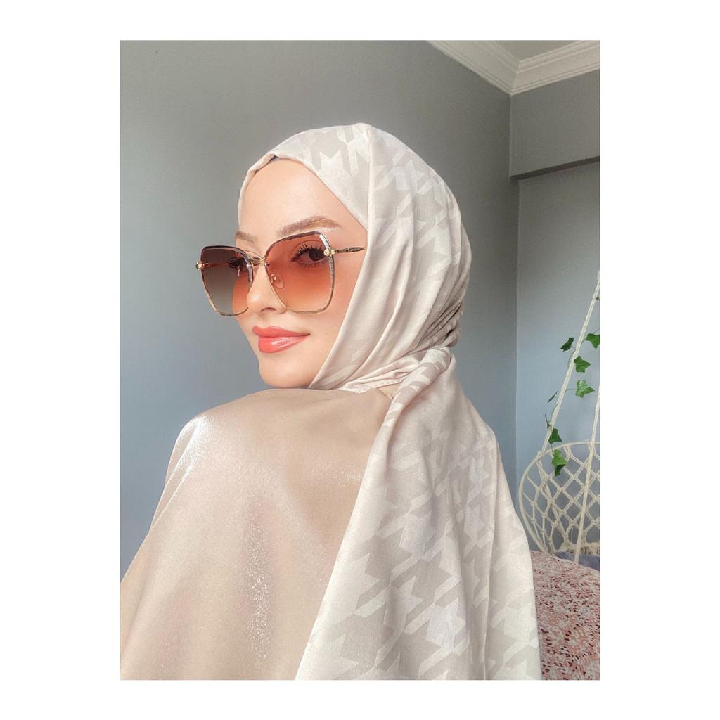 Houndsfoot Patterned Silky Jacquard Shawl