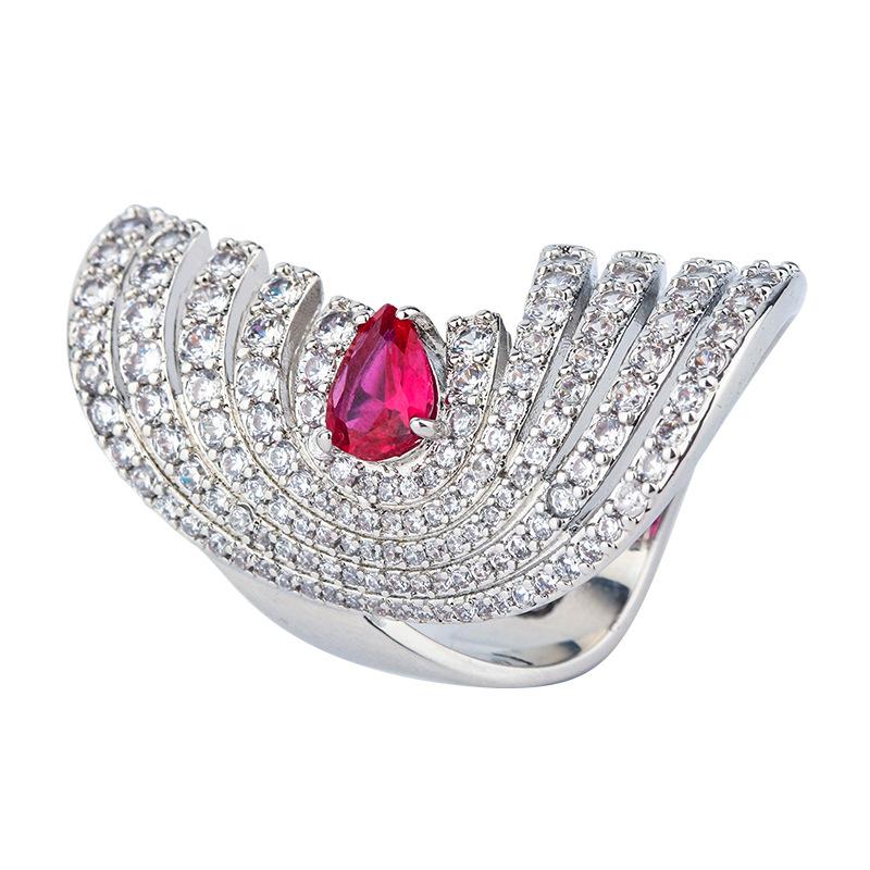 Jewelry European and American Exaggerated Crystal Gem Open Ring Devil's Eye Ring Luxury Dinner Index Finger Ring