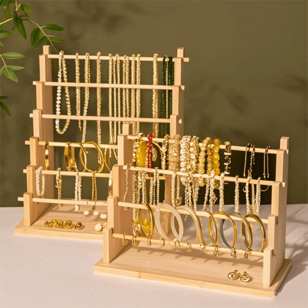Space Saving Wooden Jewelry Display Stand Multi-functional Jewelry Display Rack Bangle
