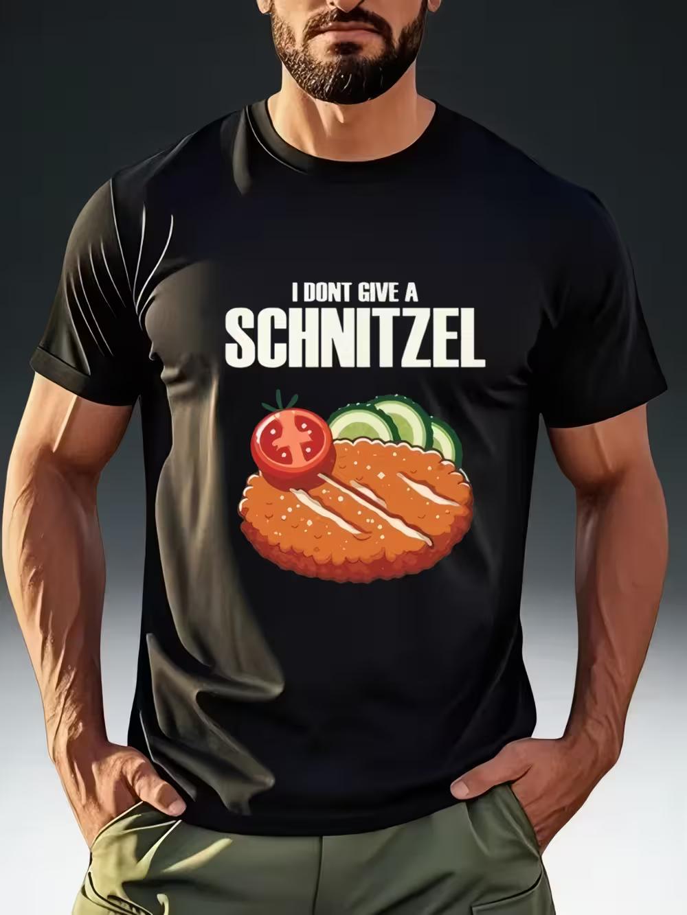 

Men S Fashion T-Shirt with a Food Pun Theme Featuring The Phrase I DON T GIVE A SCHNITZEL And a Schnitzel Print M