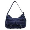 Denim Shoulder Bag Women Fashion Casual Crossbody Bag with Front Pockets and Adjustable Strap