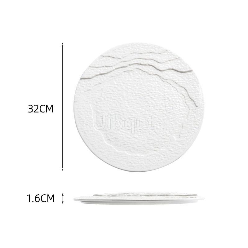 white round Ceramic creative Dinner steak Plate Irregular Texture Dessert Dish Snack Pasta Flat Restaurant Specialty Tableware