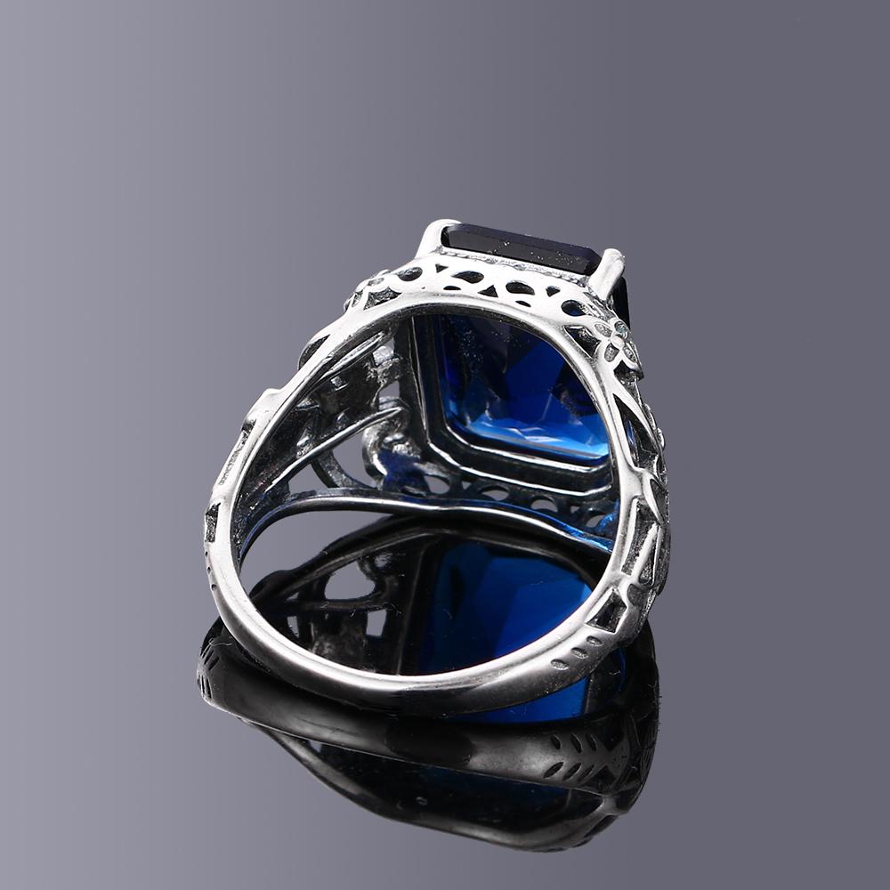 CopperRings Sapphire Zircon Women Hollow Out Design Fine Jewelry Bridal Wedding Engagement Ring Accessory