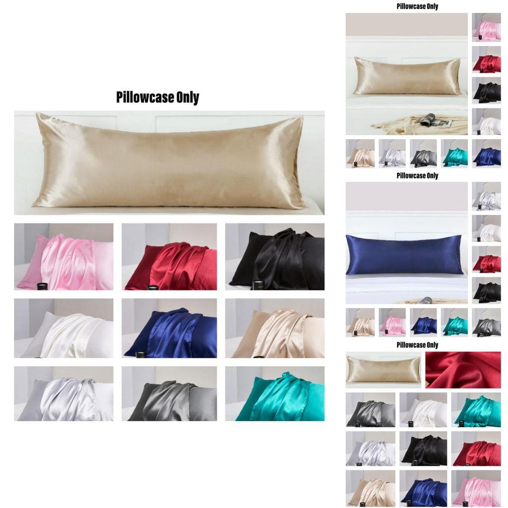 Luxurious Silk-like Pillowcase For Double Bed Soft Pillow Cover Polyester Fiber Fabric Simplicity Design 51*137cm/20*54in