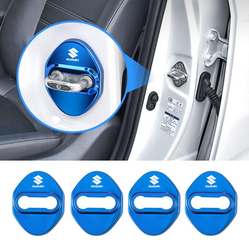 4PCS Car Door Lock Cover Stainless Steel Protection Accessories For Suzuki Jimny Swift Samurai Vitara SX4 Alto Kaiser Ingnis