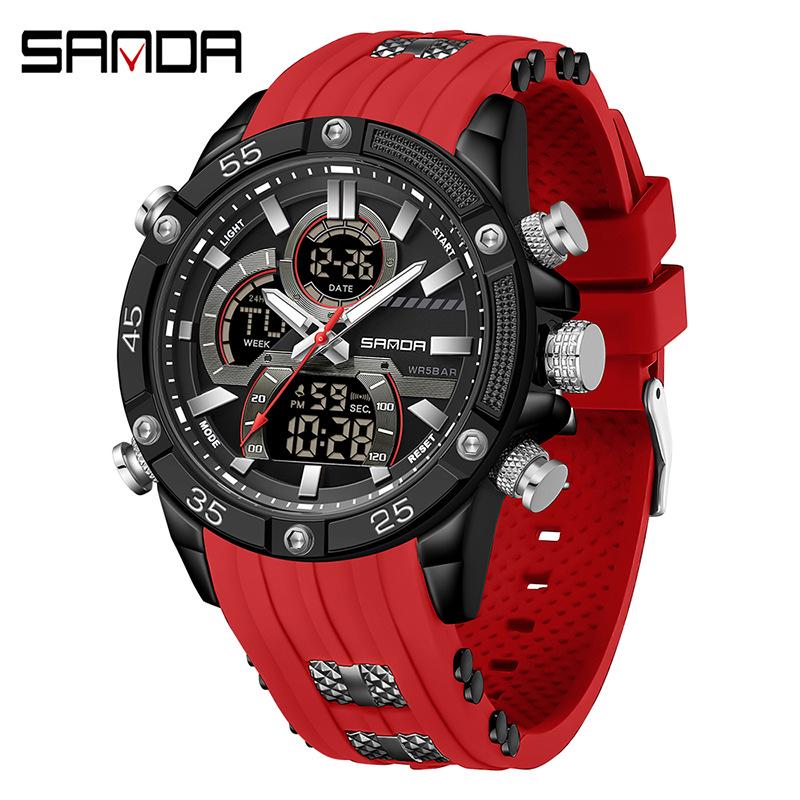 Sanda Men s Multifunctional Luminous Waterproof Electronic Watch - Trendy Korean Style