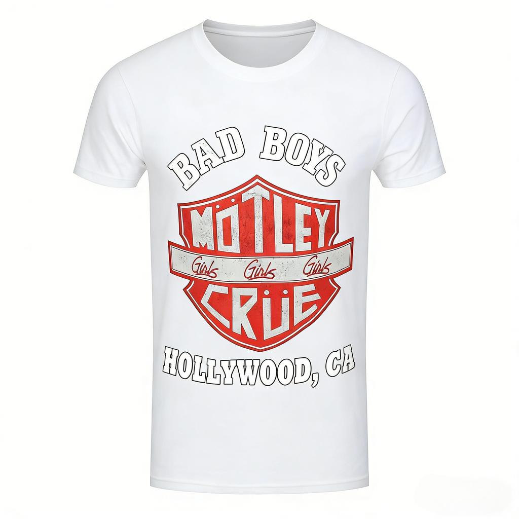 New Motley Crush Metal Rock Band Smoked Street 3D Neutral Tshirt Retro Harajuku American Round Neck Top Mens Wear
