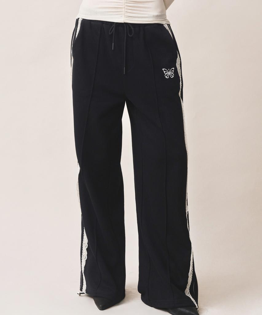 Nigaennikol Butterfly Lace Sweat Pants_Black