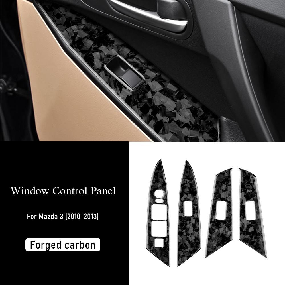 Real Soft Carbon Fiber for Mazda 3 2010 2011 2012 2013 Accessories Car Door Window Lifter Switch Button Panel Cover Sticker Trim.