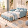Upholstered Bed, Single Bed, Children's Bed 90 x 200cm, Bed with Upholstered Headboard and Fall Protection, Solid Wood Bed Legs, Velvet, Blue